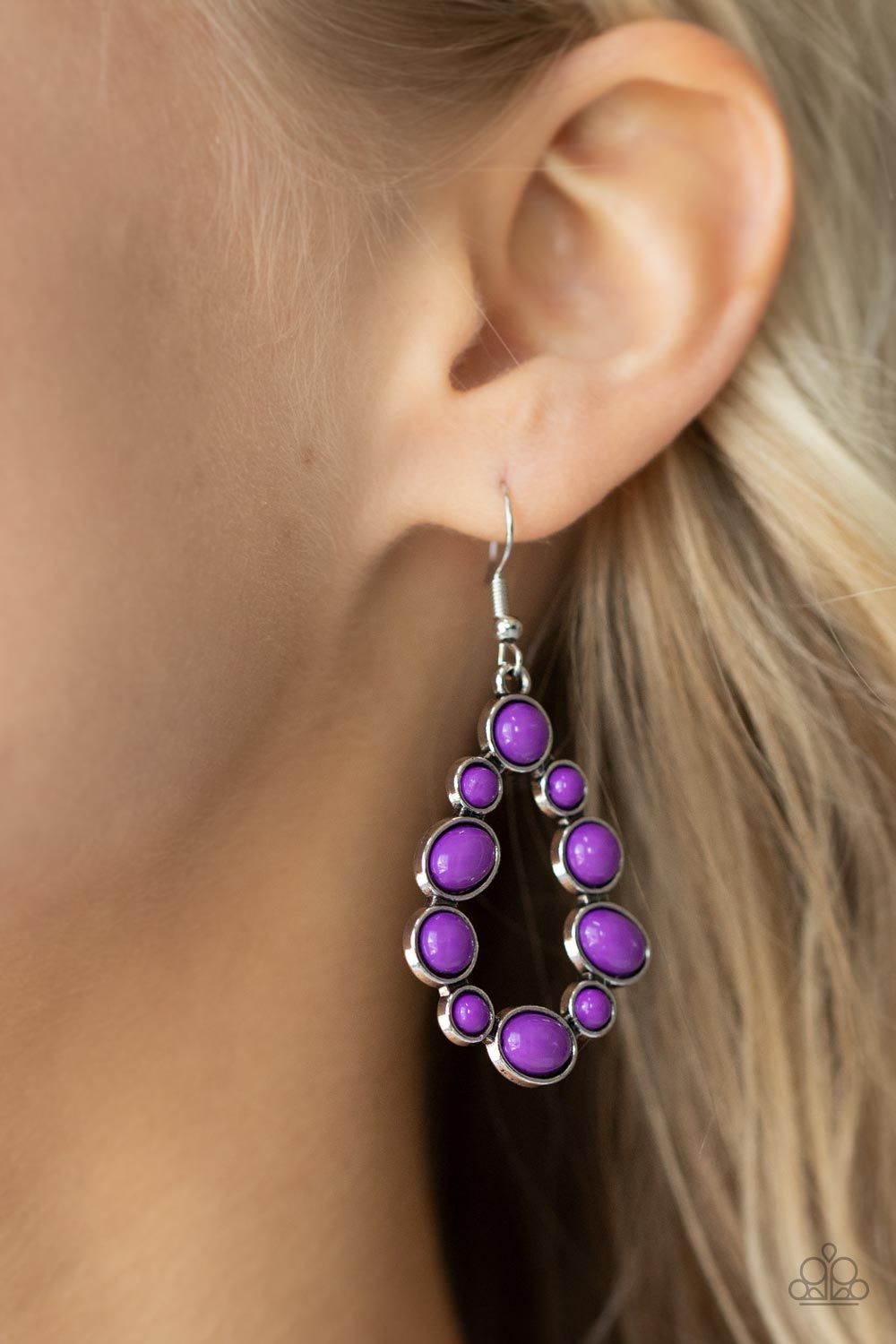 Buy SOHI Women Purple Geometric Drop Earrings Online