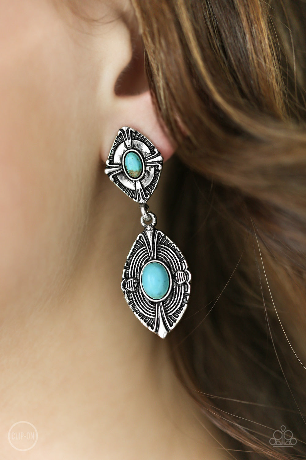 Painted Peaks - blue - Paparazzi CLIP ON earrings