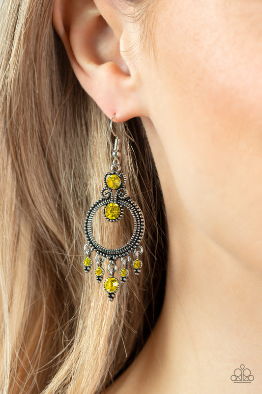 Palace Politics - yellow - Paparazzi earrings