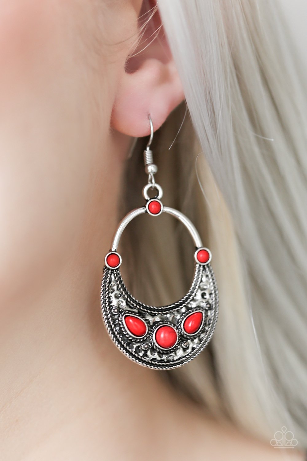 Paleo Paradise -red - Paparazzi earrings