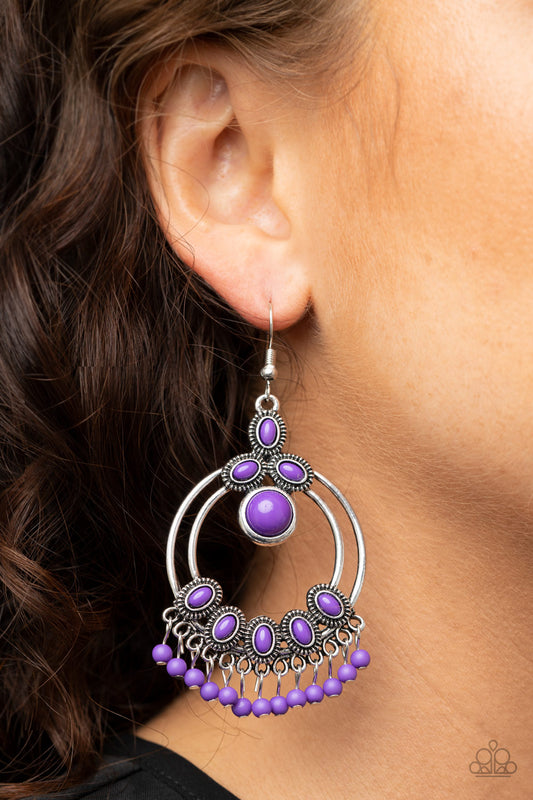 Palm Breeze - purple - Paparazzi earrings