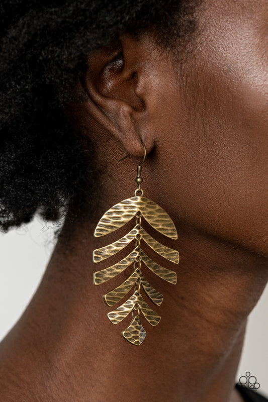 Palm Lagoon - brass - Paparazzi earrings
