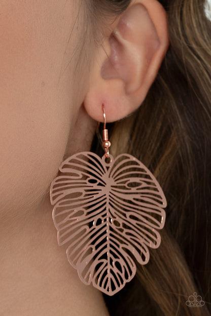 Palm Palmistry - copper - Paparazzi earrings