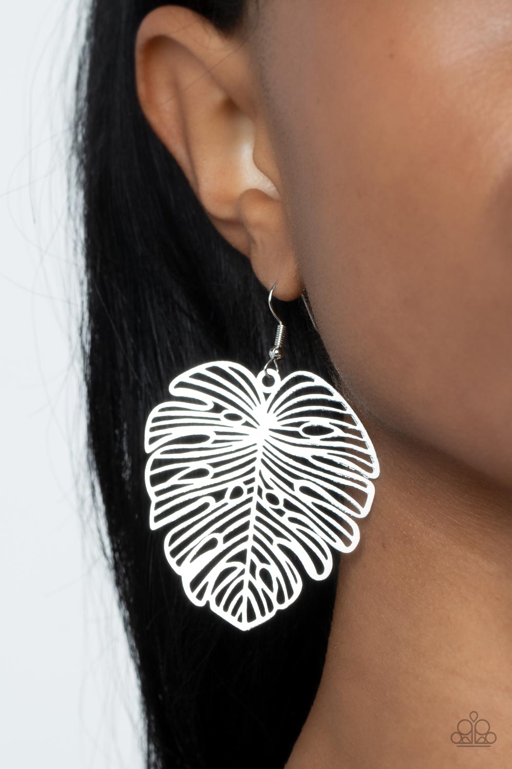 Palm Palmistry - silver - Paparazzi earrings