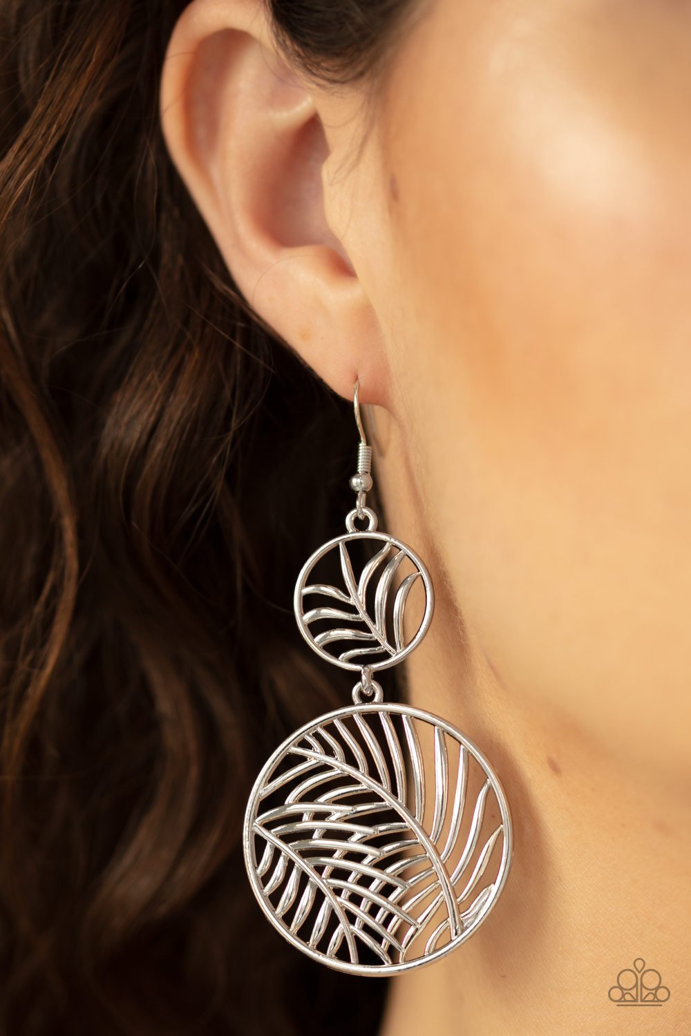 Palm Oasis-silver-Paparazzi earrings