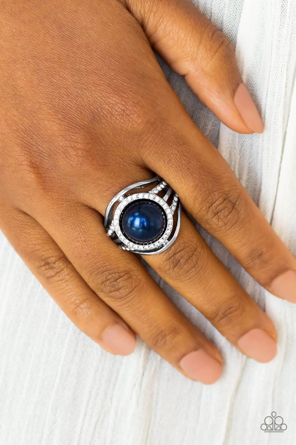 Pampered in Pearls - blue - Paparazzi ring