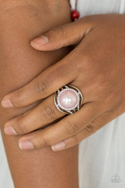 Pampered In Pearls - pink - Paparazzi ring
