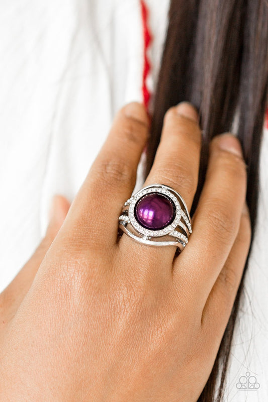 Pampered in Pearls - purple - Paparazzi ring