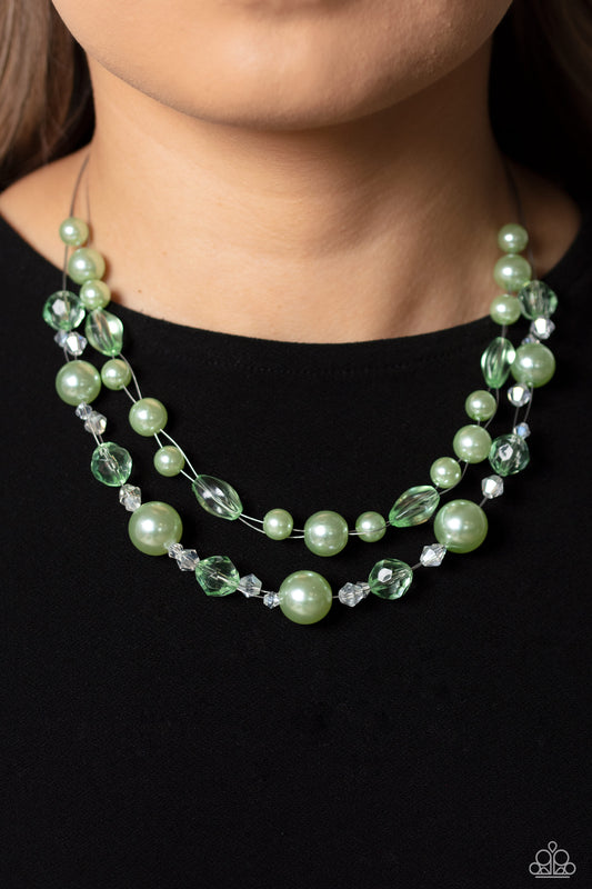 Parisian Pearls - green - Paparazzi necklace
