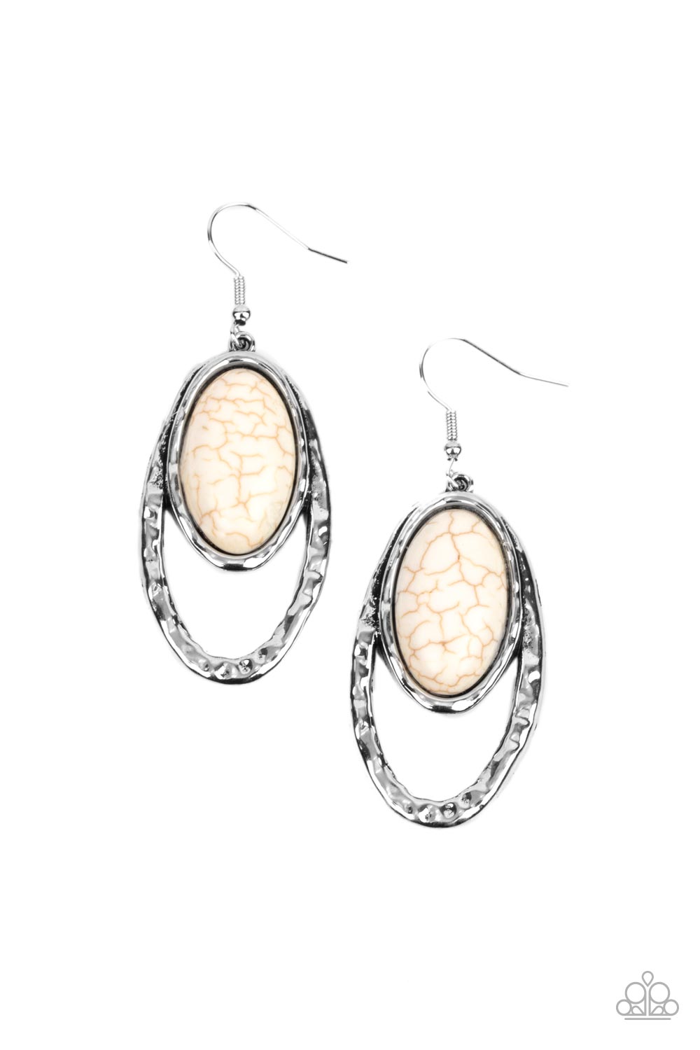 Pasture Paradise - white - Paparazzi earrings