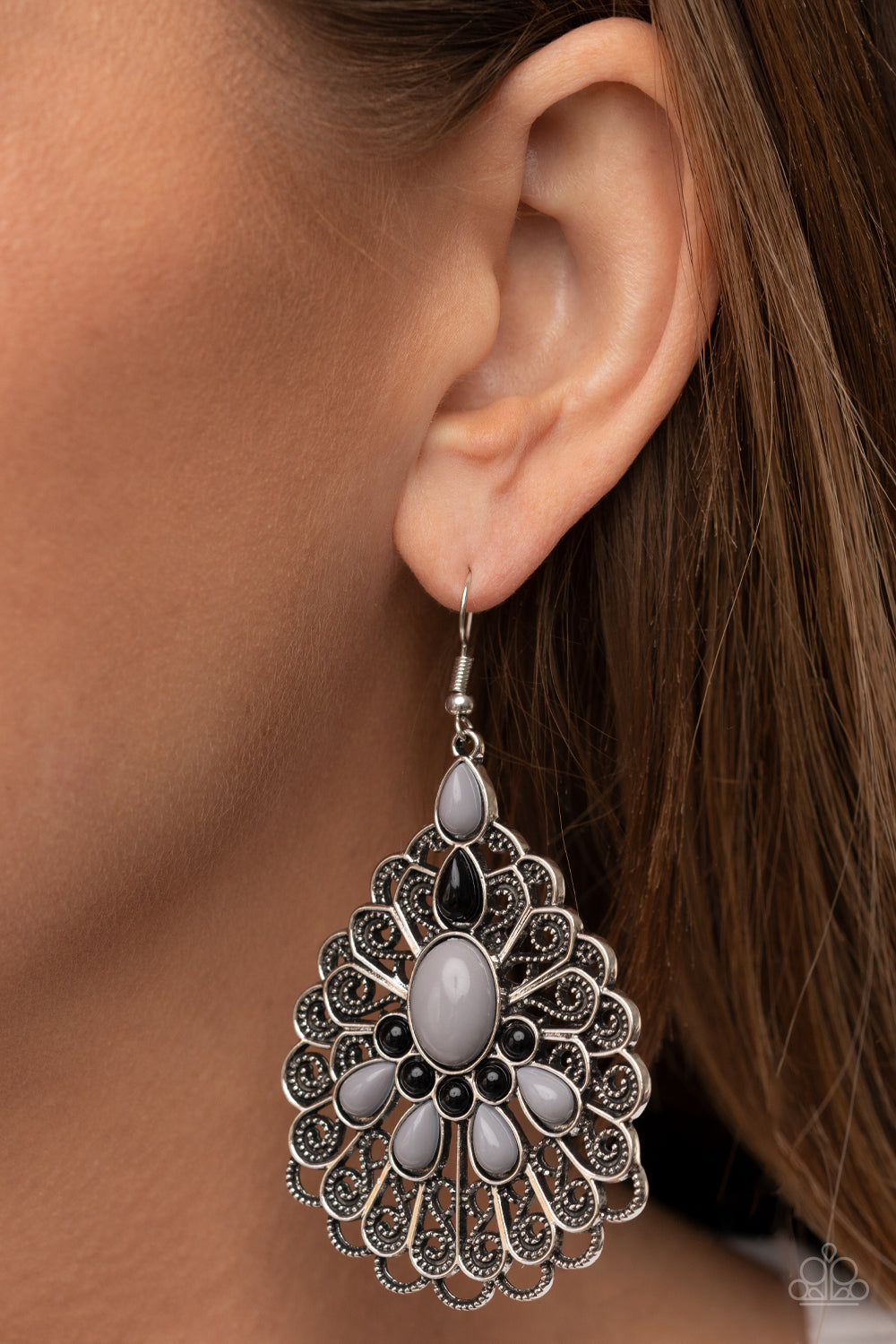 Peacock Prance - silver - Paparazzi earrings