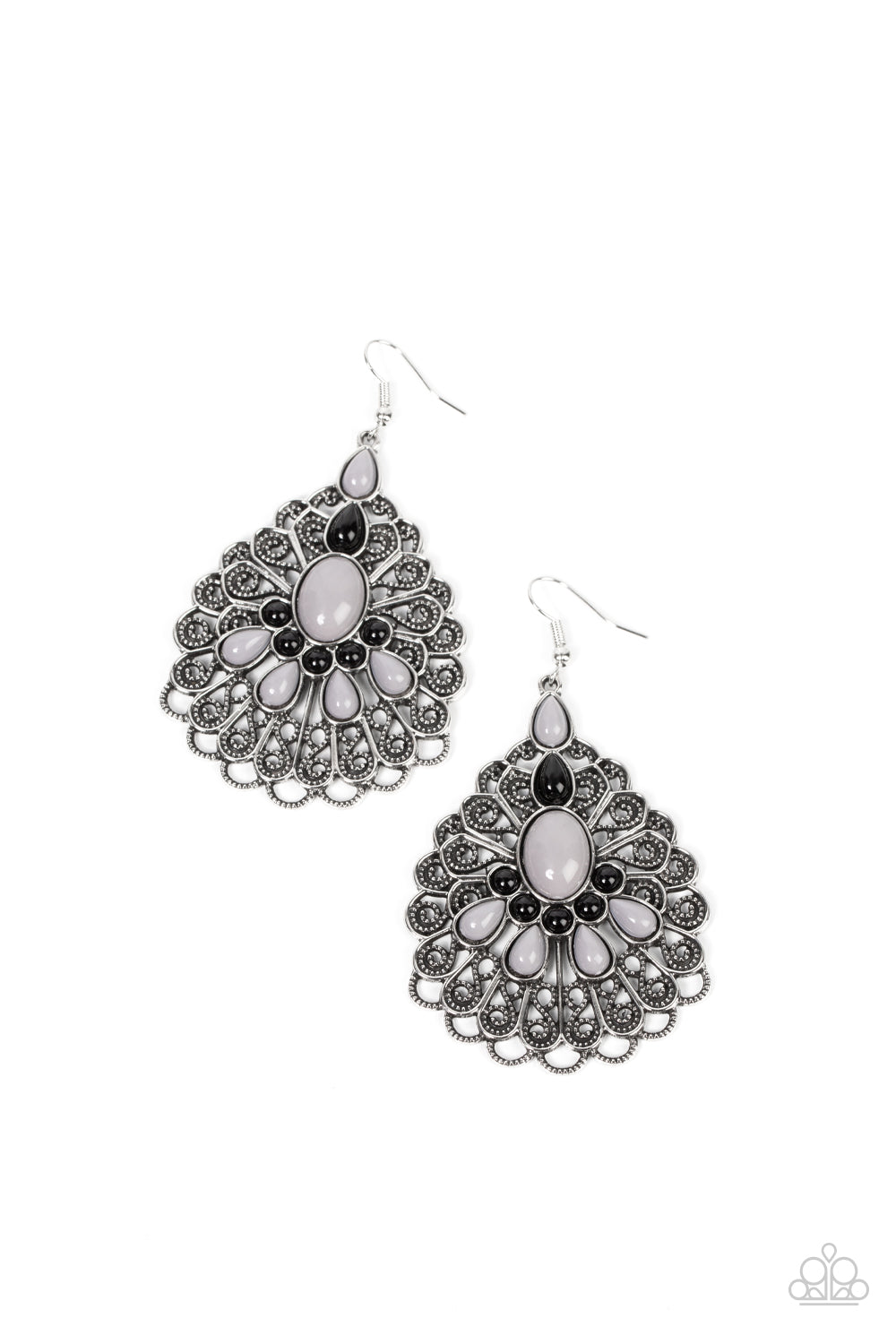 Peacock Prance - silver - Paparazzi earrings