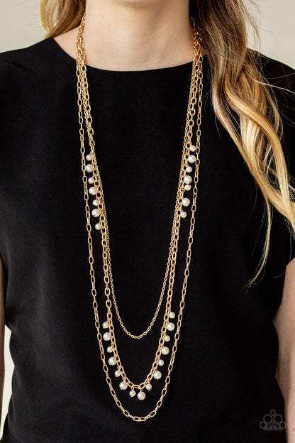 Pearl Pageant-gold-Paparazzi necklace