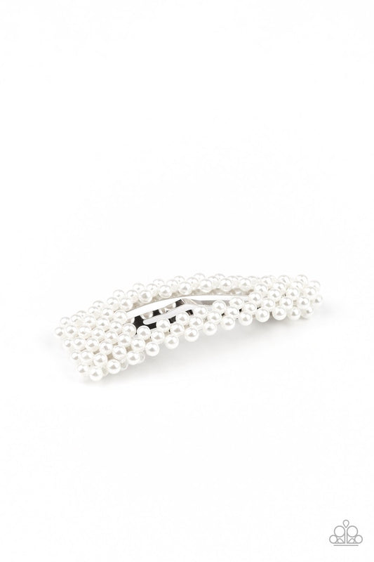 Pearl Persuasion-white-Paparazzi hair clip