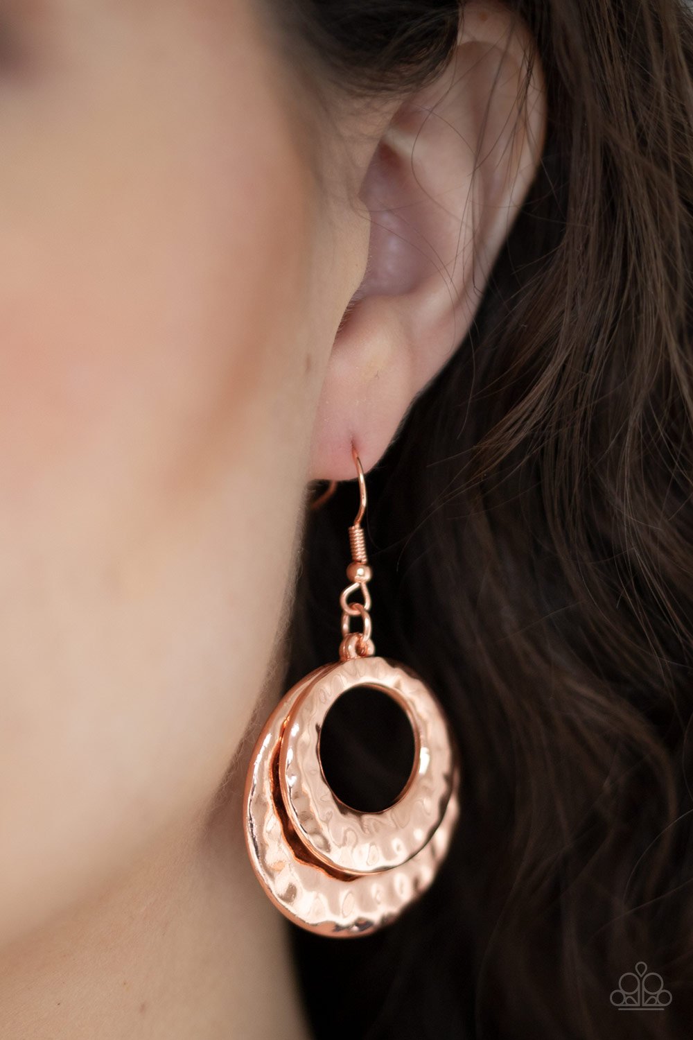 Perfectly Imperfect-copper-Paparazzi earrings