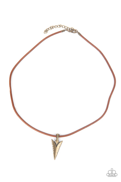 Pharaohs Arrow - brass - Paparazzi MENS necklace
