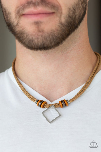 Pier Square-brown-Paparazzi mens necklace
