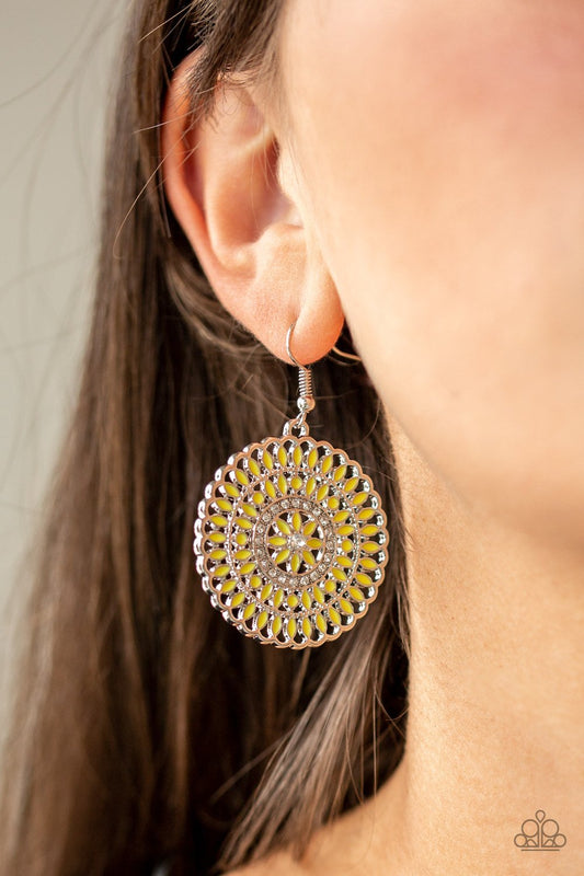 Pinwheel and Deal-yellow-Paparazzi earrings