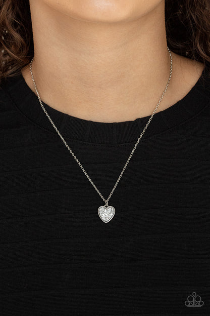 Pitter-Patter, Goes My Heart - silver - Paparazzi necklace