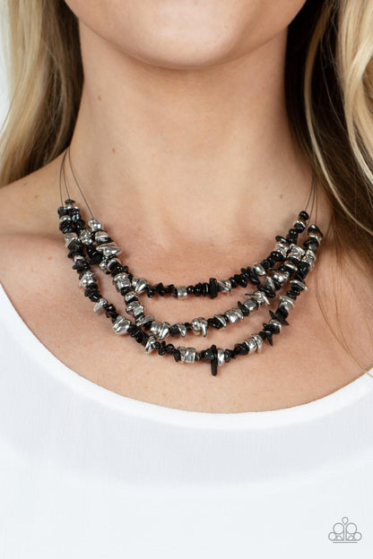 Placid Pebbles - black - Paparazzi necklace