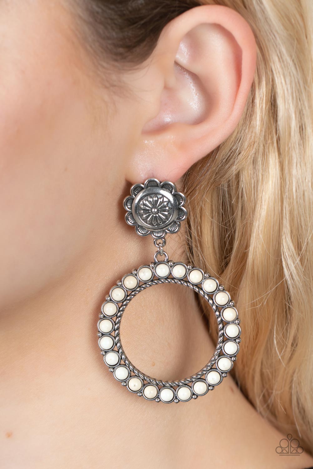 Playfully Prairie - white - Paparazzi earrings