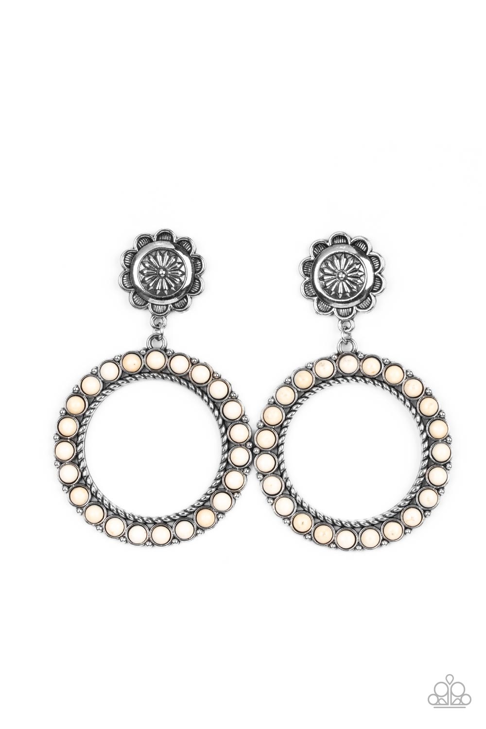 Playfully Prairie - white - Paparazzi earrings