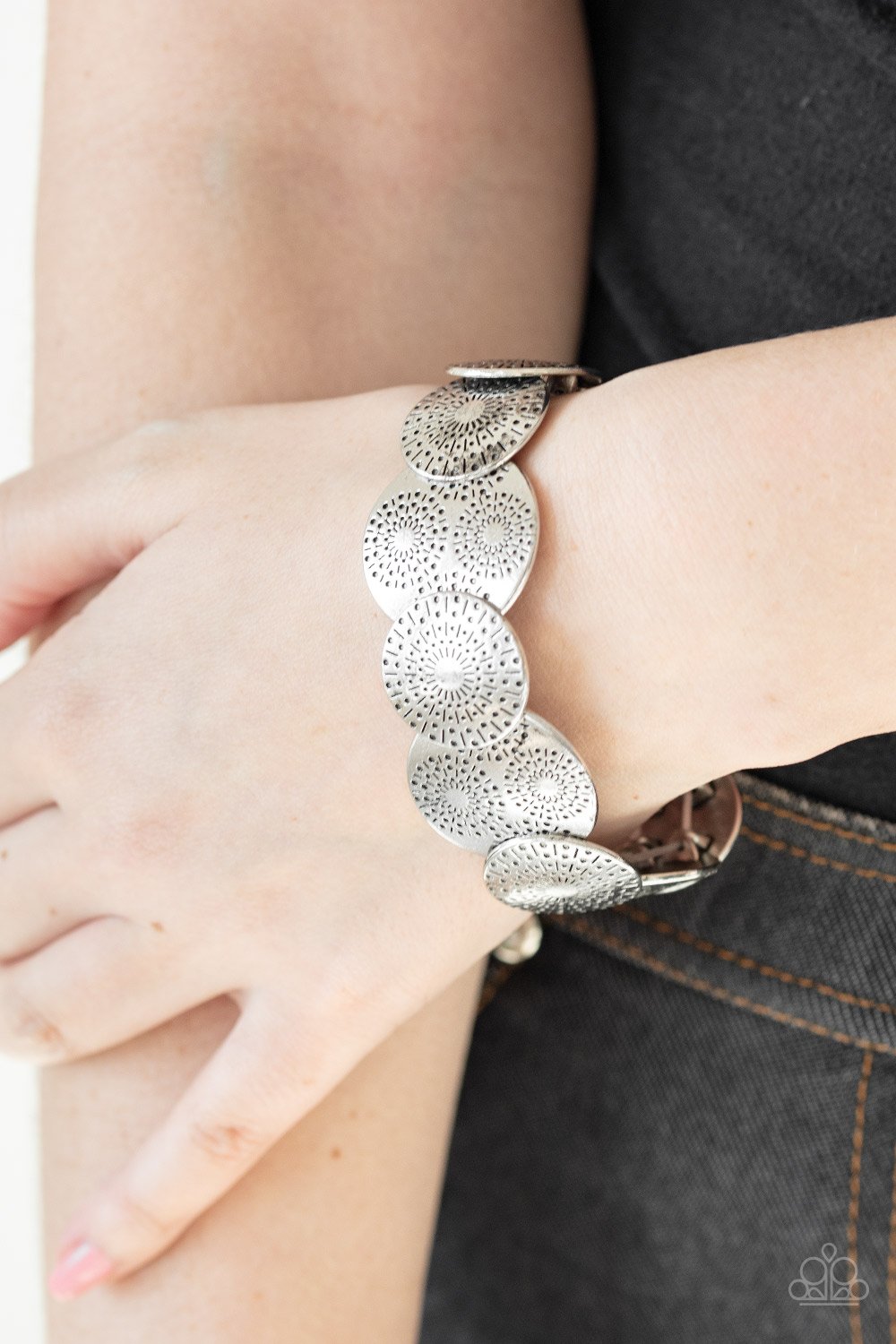 Pleasantly Posy-silver-Paparazzi bracelet