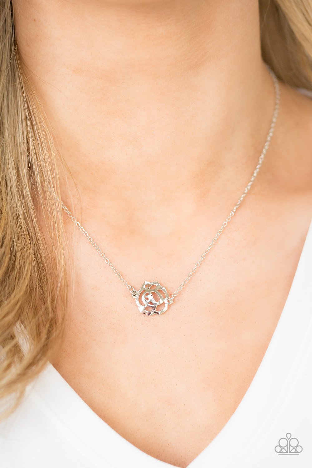 Pleasantly Primrose - silver - Paparazzi necklace