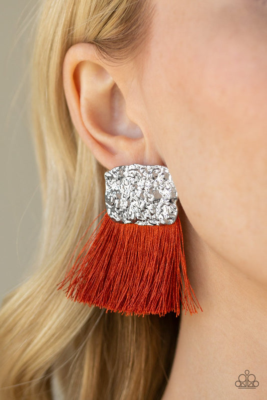Plume Bloom-orange-Paparazzi earrings