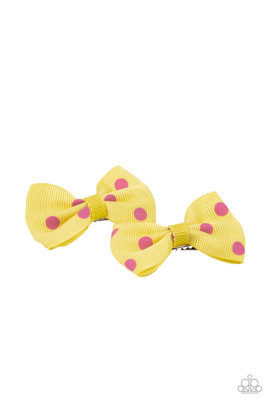 Polka Dot Drama - yellow - Paparazzi hair clip
