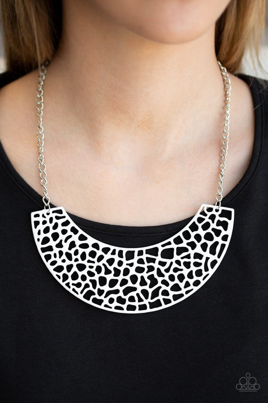 Powerful Prowl-white-Paparazzi necklace