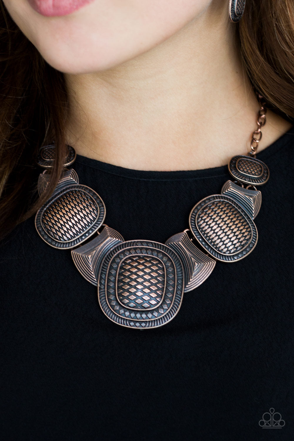 Prehistoric Powerhouse - copper - Paparazzi necklace