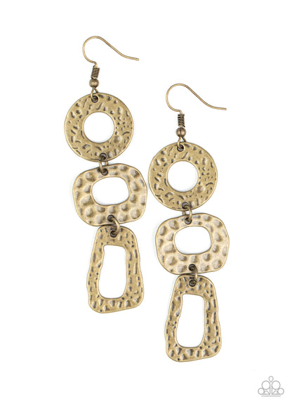 Prehistoric Prowl - brass - Paparazzi earrings