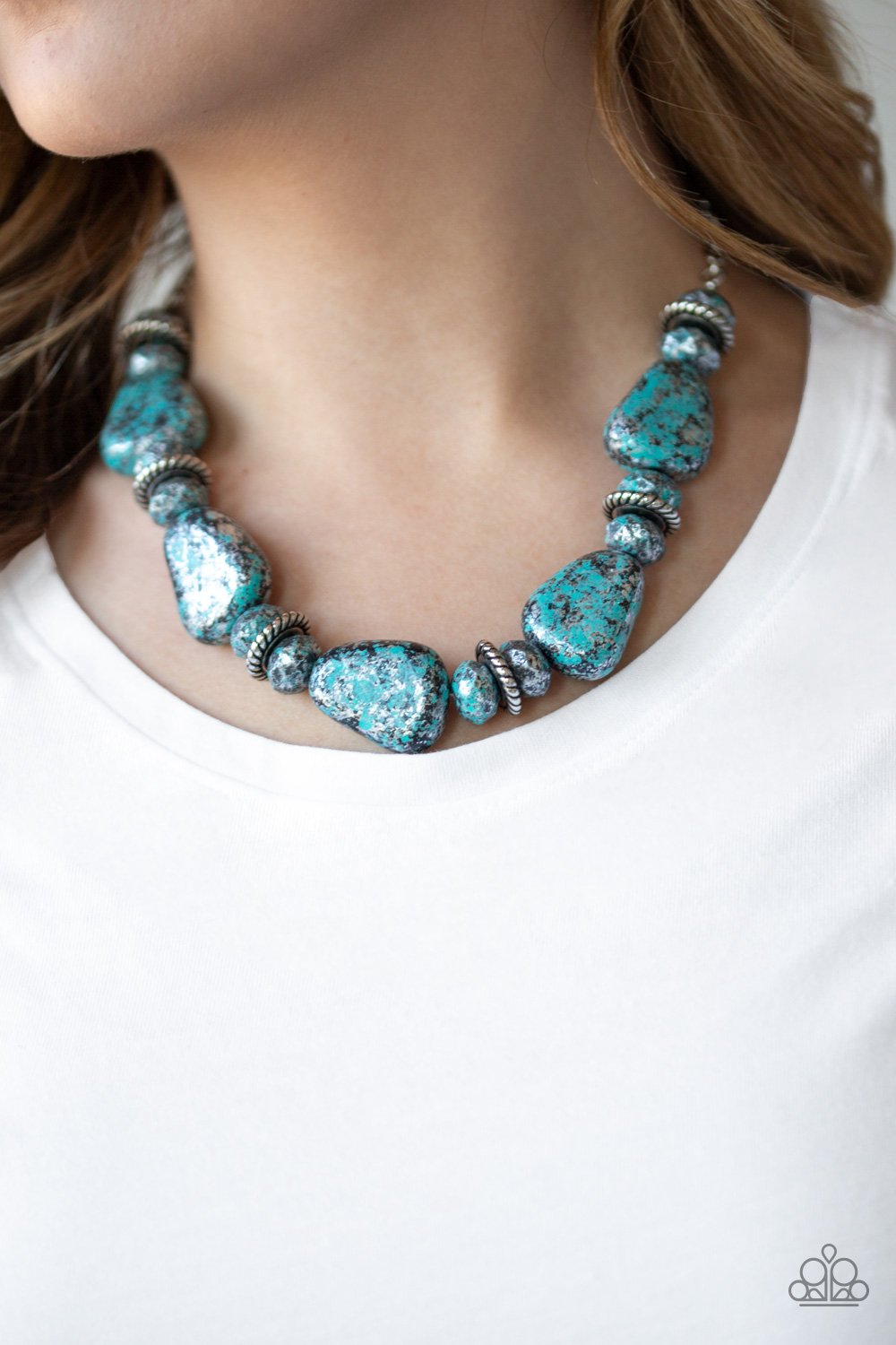 Prehistoric Fashionista-blue-Paparazzi necklace