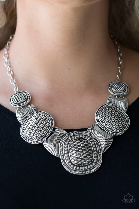 Prehistoric Powerhouse - silver - Paparazzi necklace