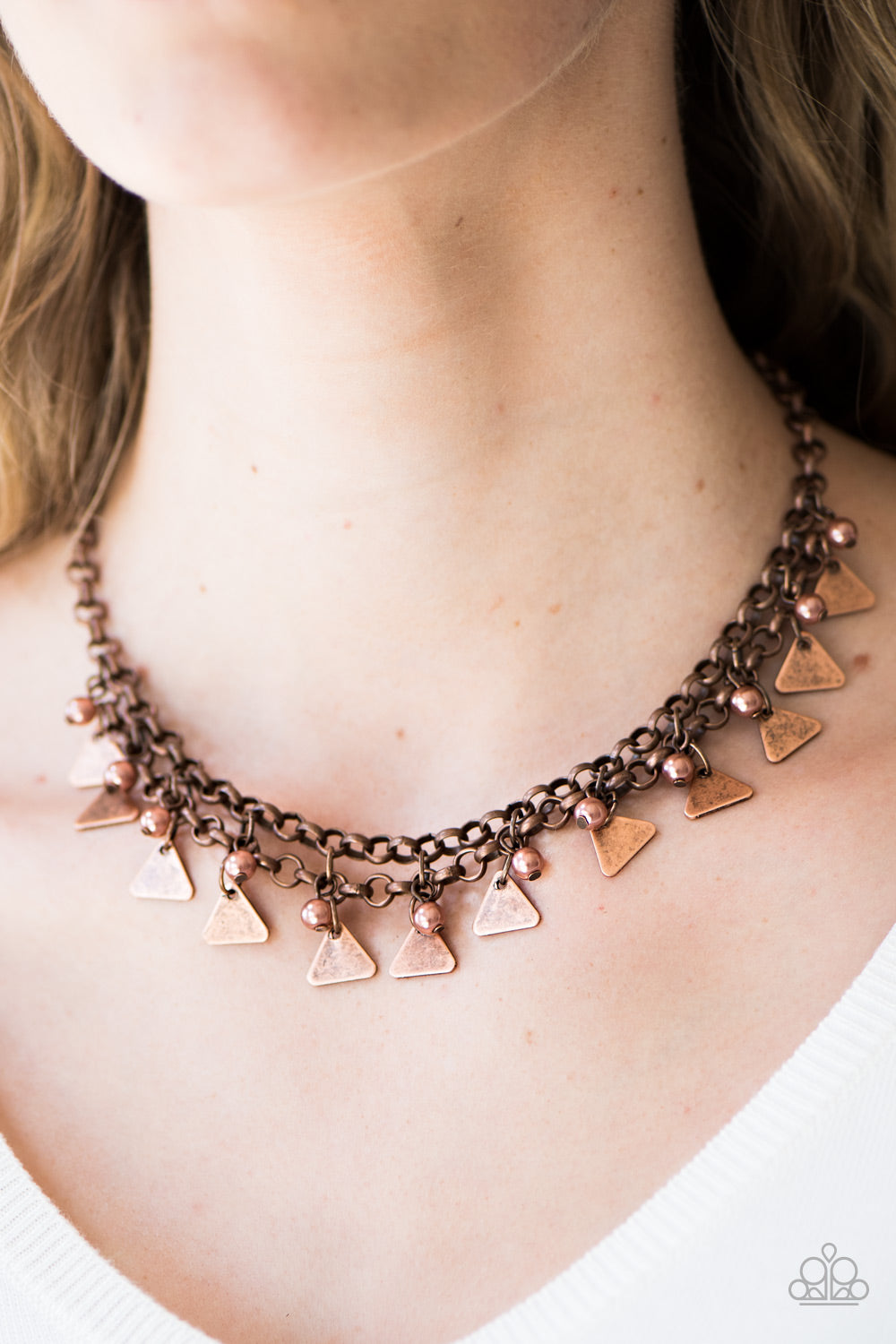 Pretty in Pyramids - copper - Paparazzi necklace