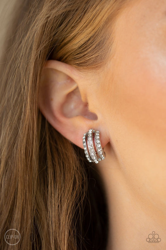 Pretty Pristine-white-Paparazzi CLIP ON earrings