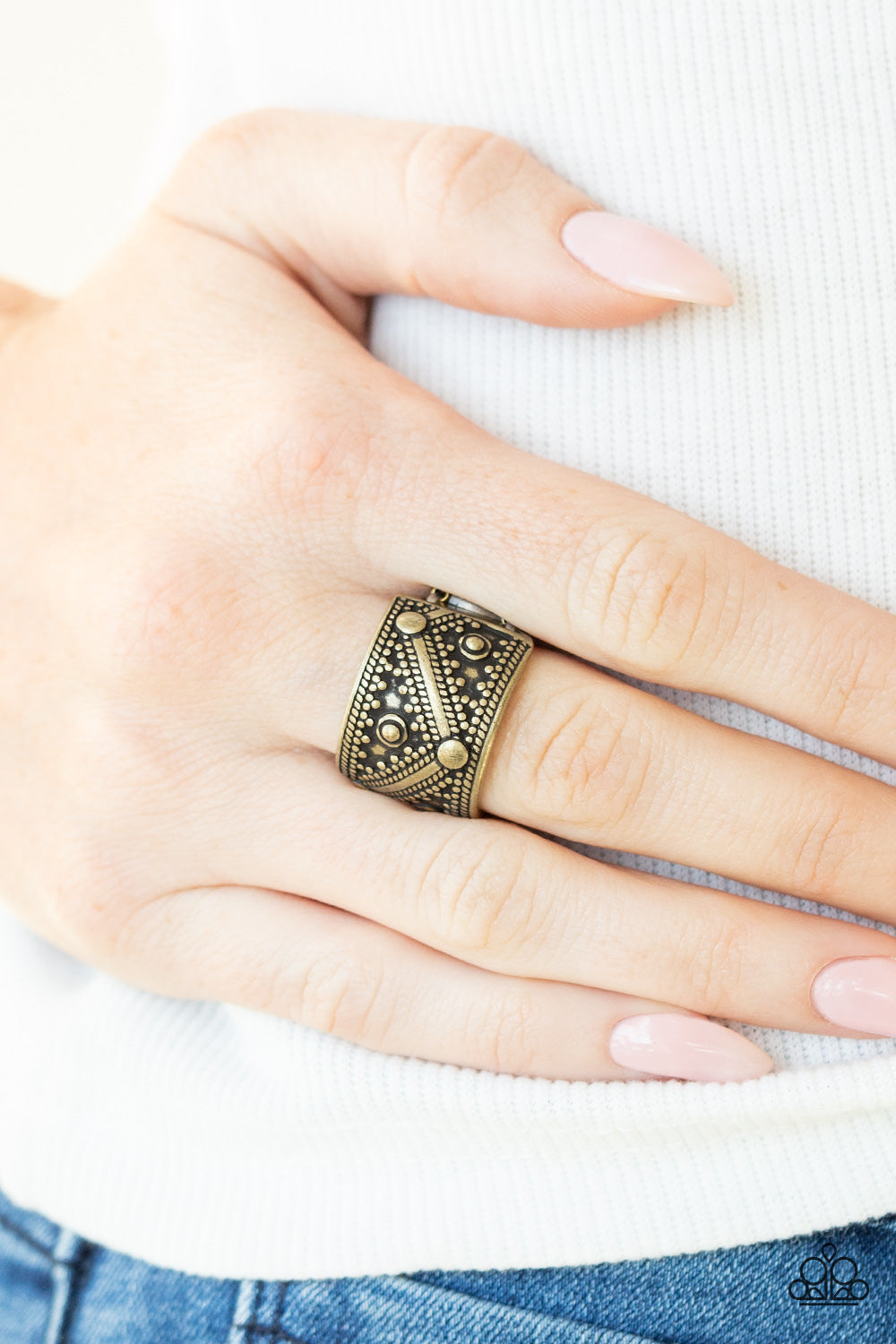 Primal Patterns - brass - Paparazzi ring