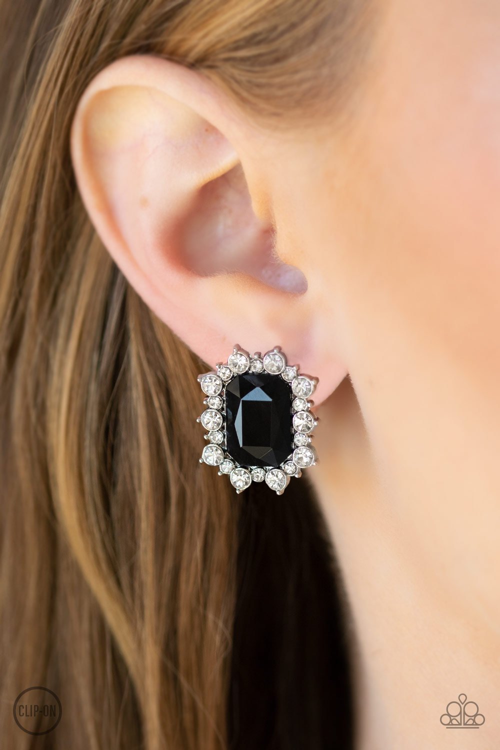 Prime Time Shimmer-black-Paparazzi CLIP ON earrings