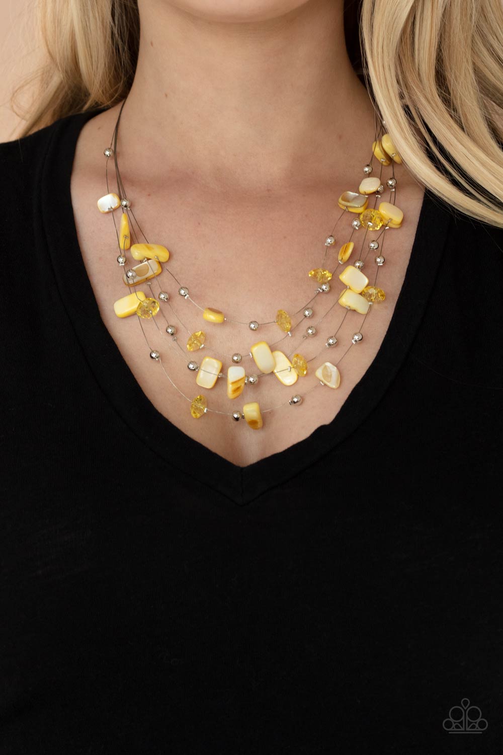Prismatic Pebbles - yellow - Paparazzi necklace