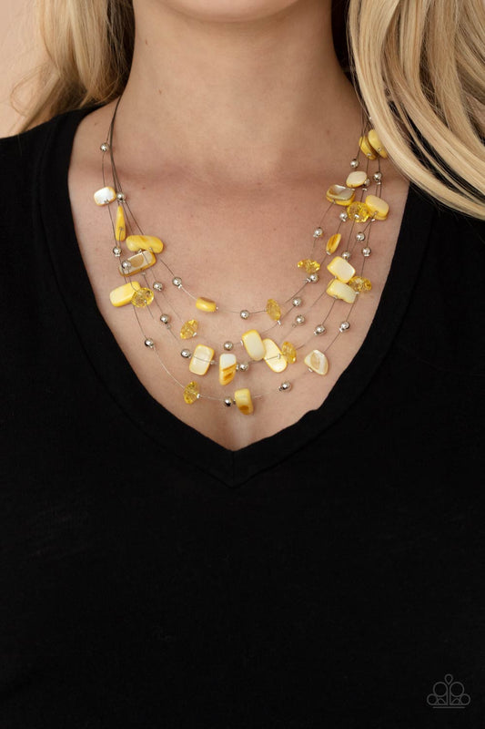 Prismatic Pebbles - yellow - Paparazzi necklace