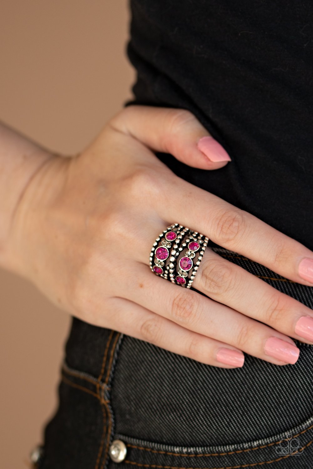 Prismatic Powerhouse-pink-Paparazzi ring