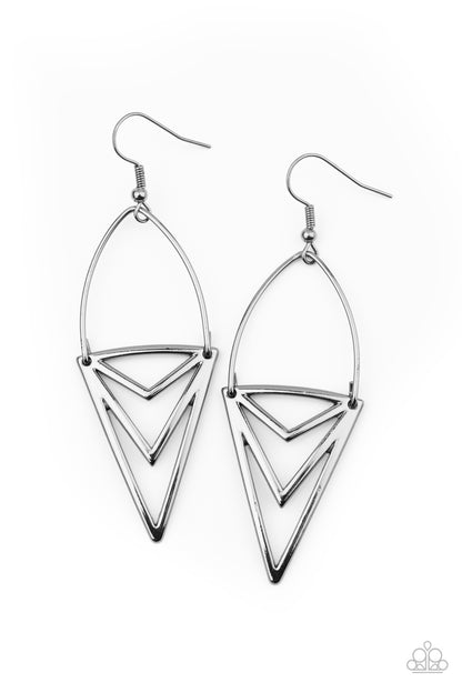 Proceed With Caution - black -Paparazzi earrings