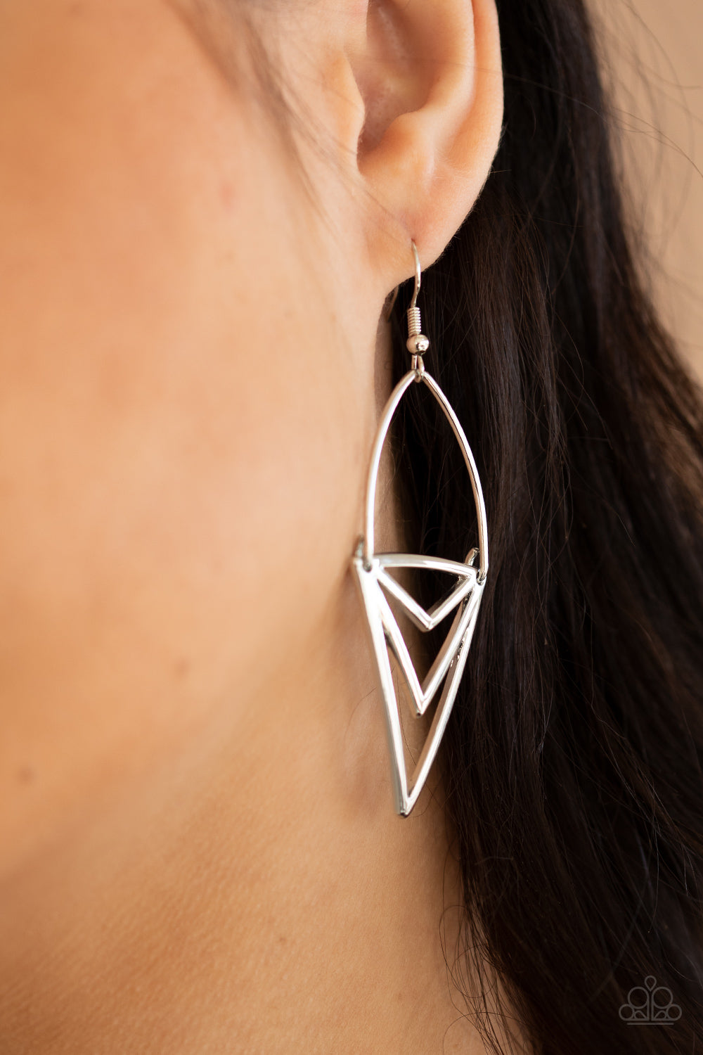Proceed With Caution - silver - Paparazzi earrings