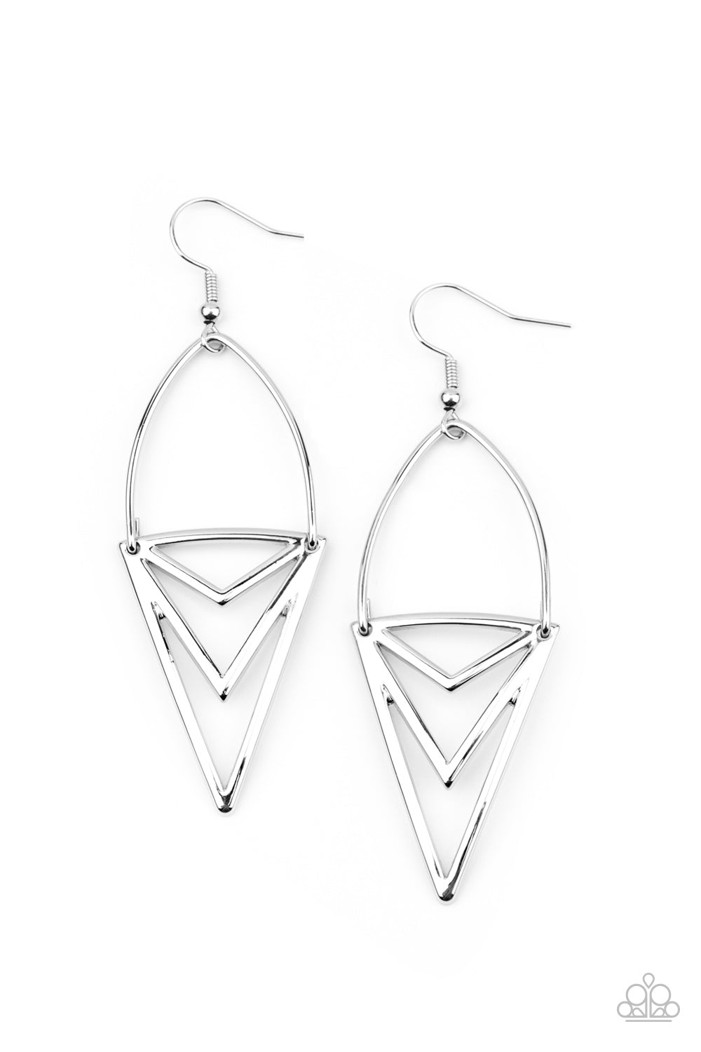 Proceed With Caution - silver - Paparazzi earrings