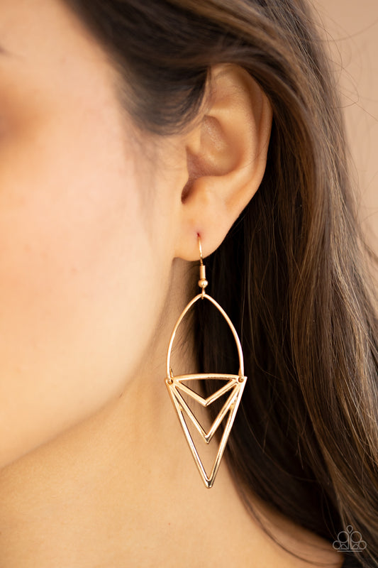 Proceed with Caution - gold - Paparazzi earrings