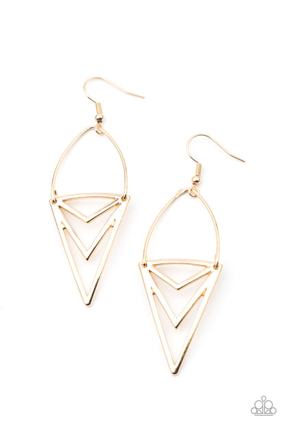 Proceed with Caution - gold - Paparazzi earrings