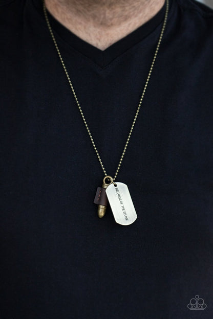 Proud Patriot-brass-Paparazzi mens necklace