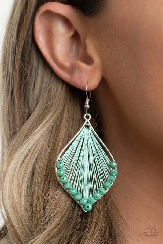 Pulling At My HARP-strings - green - Paparazzi earrings