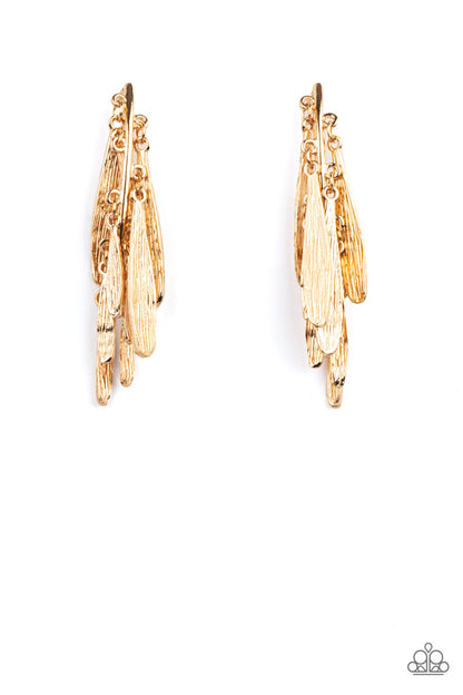 Pursuing The Plumes - gold - Paparazzi earrings